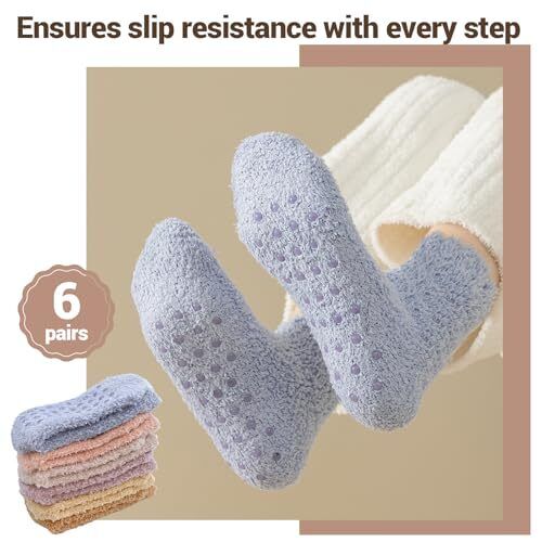 Women's Plush Non-Slip Slipper Socks - Fluffy Comfortable Warm Winter Sleep a... - Picture 3 of 8