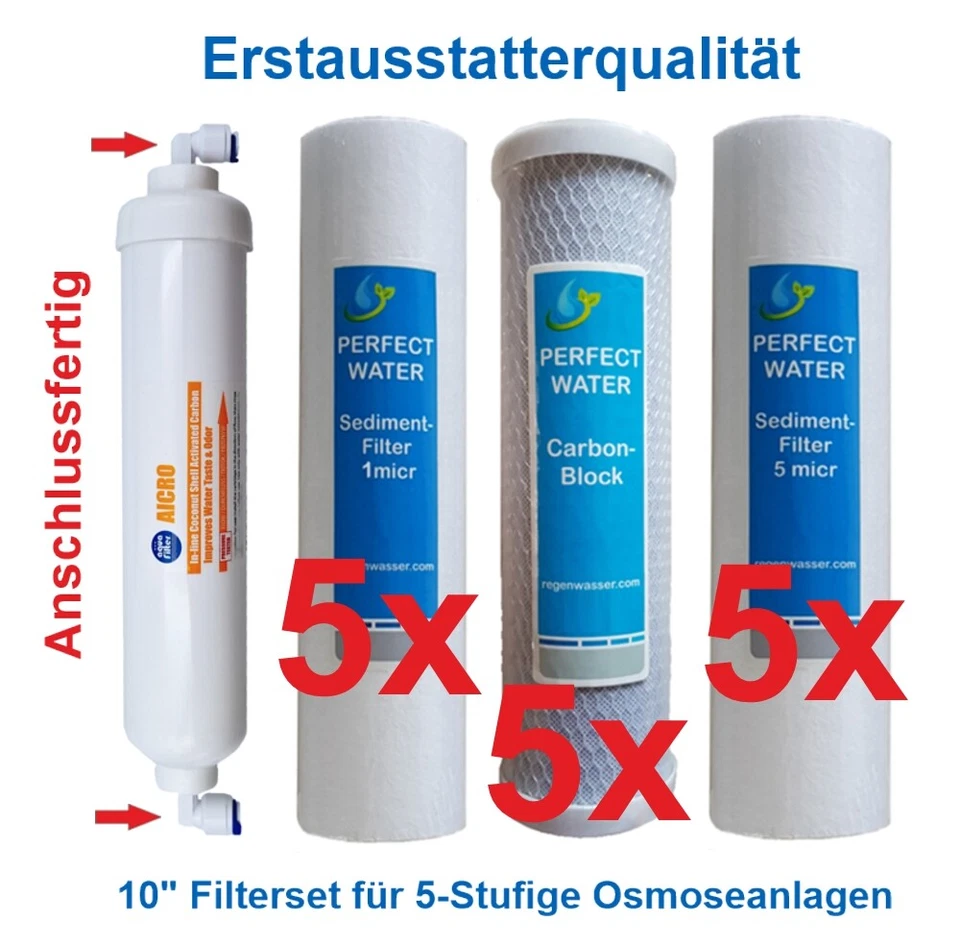 RETEC Kit Filtri 10" Pollici 2,5 Anni per Impianti Osmosi 5 Stadi Filtro Ricambio Filtro