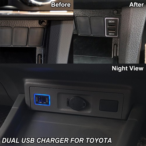 Quick Phone USB Car Charger QC3.0 Port 12V For Toyota Corolla CHR Fast Charging - 第 10/10 張圖片