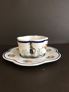 Henriot Quimper Tea Cup And Saucer With Scalloped Pattern Ebay