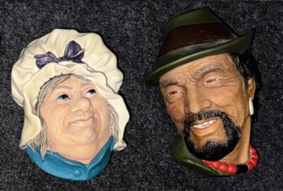 Vintage Bossons- Chalkware Heads Lot of 2 Congleton England NEAR MINT