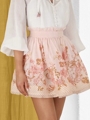 NWT $695 Zimmermann Postcard Floral Swirl Silk Linen Mini