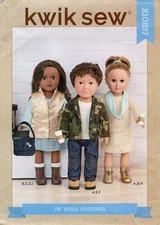Kwik Sew R10837 Puffer Vest, Slim Blazer, Jeans, Infinity Scarf 18" Dolls K4307