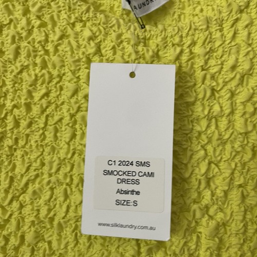 NWT SILK LAUNDRY neon green yellow cotton silk popcorn scrunch sleeveless mini - Picture 6 of 7