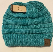 NWT CC Beanie Trendy Warm Chunky Soft Stretch Cable Knit Beanie In Green
