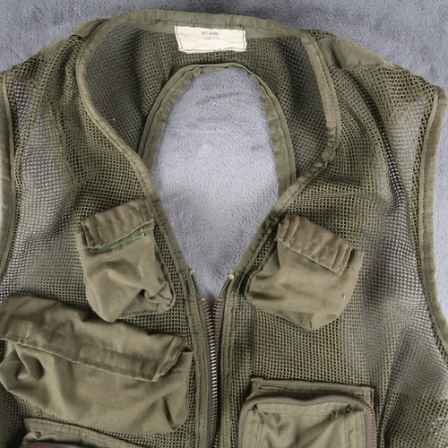 Vintage 80s Flight Survival Vest Size M / L Mesh Cargo Broken Zipper Military - Picture 3 of 14