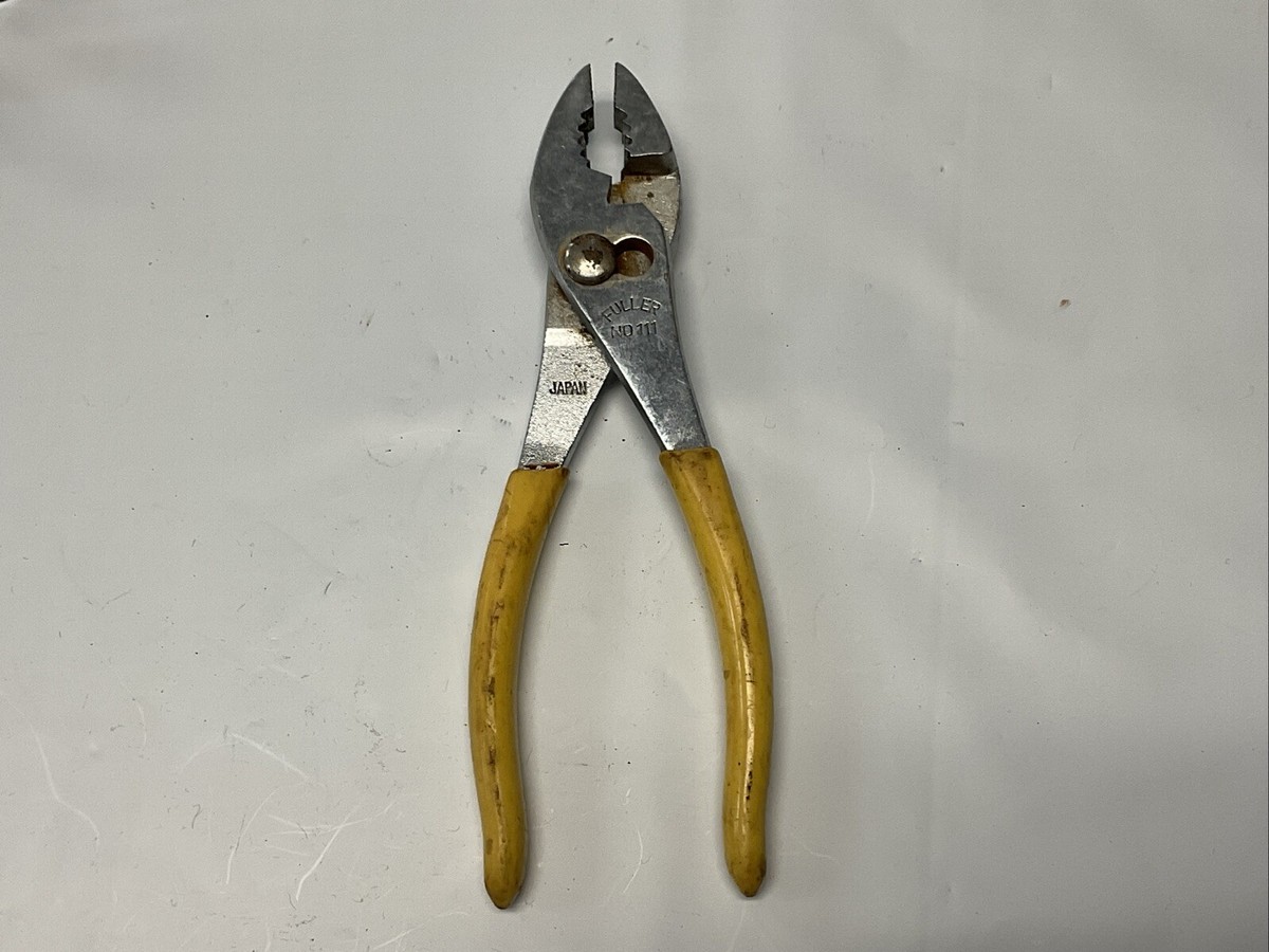 Vintage Fuller Tools Pliers No. 111 Slip Joint Yellow Grips