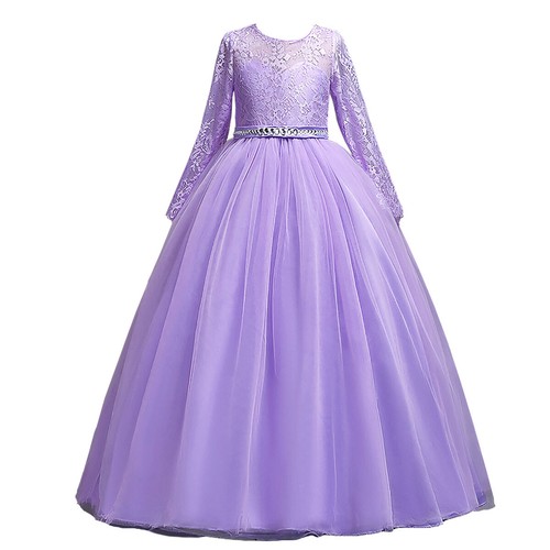 Teen Girls Bridesmaid Dresses Round Neck A-line Flowy Maxi Dress for 5-12 Year - Picture 32 of 59