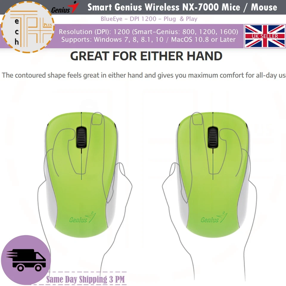 Original Genius NX-7000 Wireless Mouse Mice For Windows 7 To 10 MacOC 10.8 - Image 3 of 4