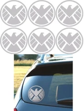 Agents of SHIELD - Six (6) pack of 2" Silver Vinyl decals- Novelty, Marvel logo