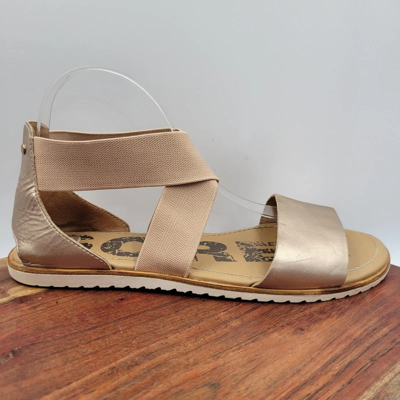 sorel ella leather cross ankle strap strappy shoes