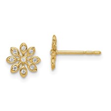 Real 14kt Yellow Gold Madi K CZ Flower Post Earrings