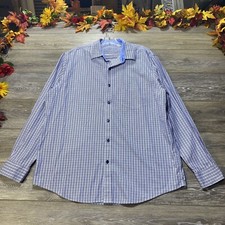 Tasso Elba Button Down Shirt Size XL 17-17.5 Neck Blue Pocket Dress