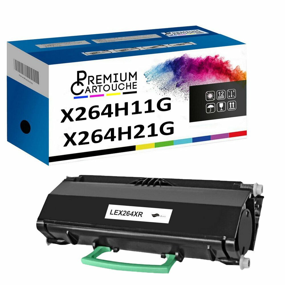 Toner Compatible Lexmark X264H11G Noir à Texture Fine pour Textes Nets