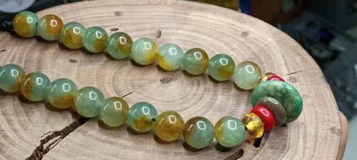 Jade Myanmar Natural beads with Turquoise and Red Coral Adjustable neckalce.