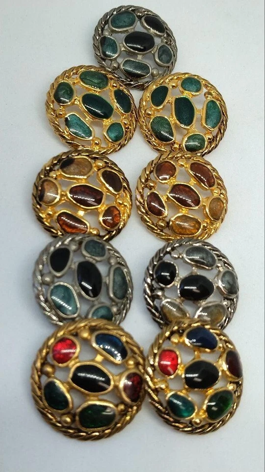 9pcs multi-colored 23mm bundle of resin buttons special vintage buttons - Image 2 of 4