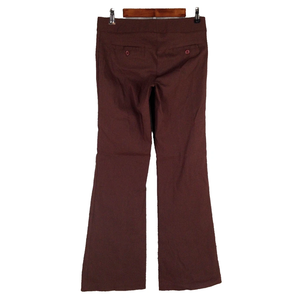 Calça social feminina de zinco alargada carreira júnior 5 stretch marrom sólido cintura média - Imagem 3 de 4