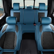 RAM Seat Covers, Faux Leather Car Seat Covers Full Flat Front Curved Rear Blue