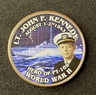 Colorized Kennedy Half Dollar World War II Lt. John F. Kennedy Free Shipping