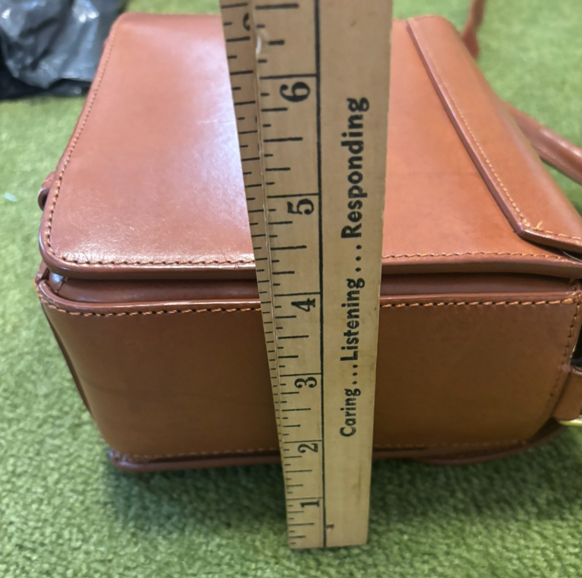 Brown Leather Rectangular Box  Purse, Removable S… - image 8