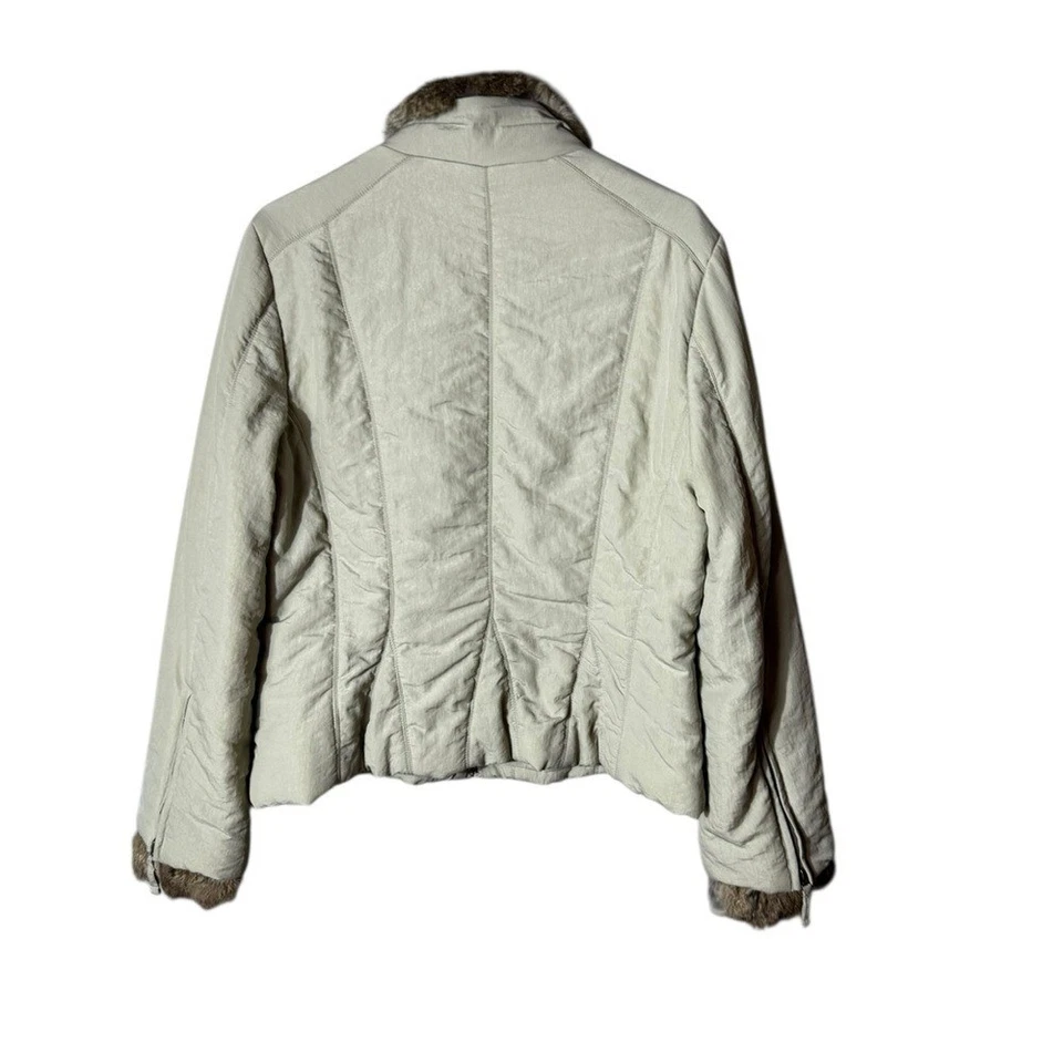 Chaqueta para mujer Via Spiga grande corta cuello de piel de conejo ribete lujo espeluznante dinero antiguo Foto 4 de 4