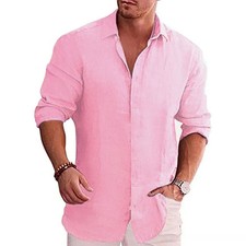 Men's Button Down Dress Shirt Casual Long Sleeve Fit Cotton 6 COLORS