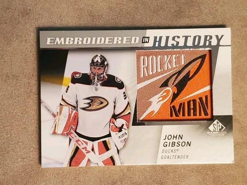 2021-22 SP Game Used Embroidered in History John Gibson #38 Ducks ROCKET MAN