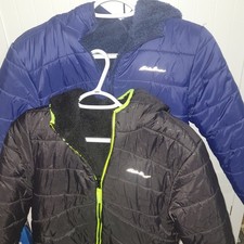 Eddie Bauer Kids Reversible Puffer Fleece Jackets Boys Size M 10 12 Blue Black