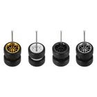 4 Set 1/64 Wheels and Tires Set, 10-Spoke Rims Gold Silver Black White Rims