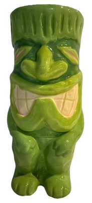 Big Kalo Tiki's Grill Bar Waikiki Green Hawaiian Tiki Mug/Vase Big Teeth Smile
