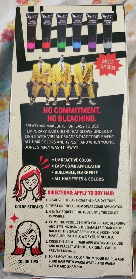 Beetlejuice SPLAT UV Brillo ROSA PERFORANTE Luz Negra Maquillaje para Cabello Color Lavado Foto 3 de 4