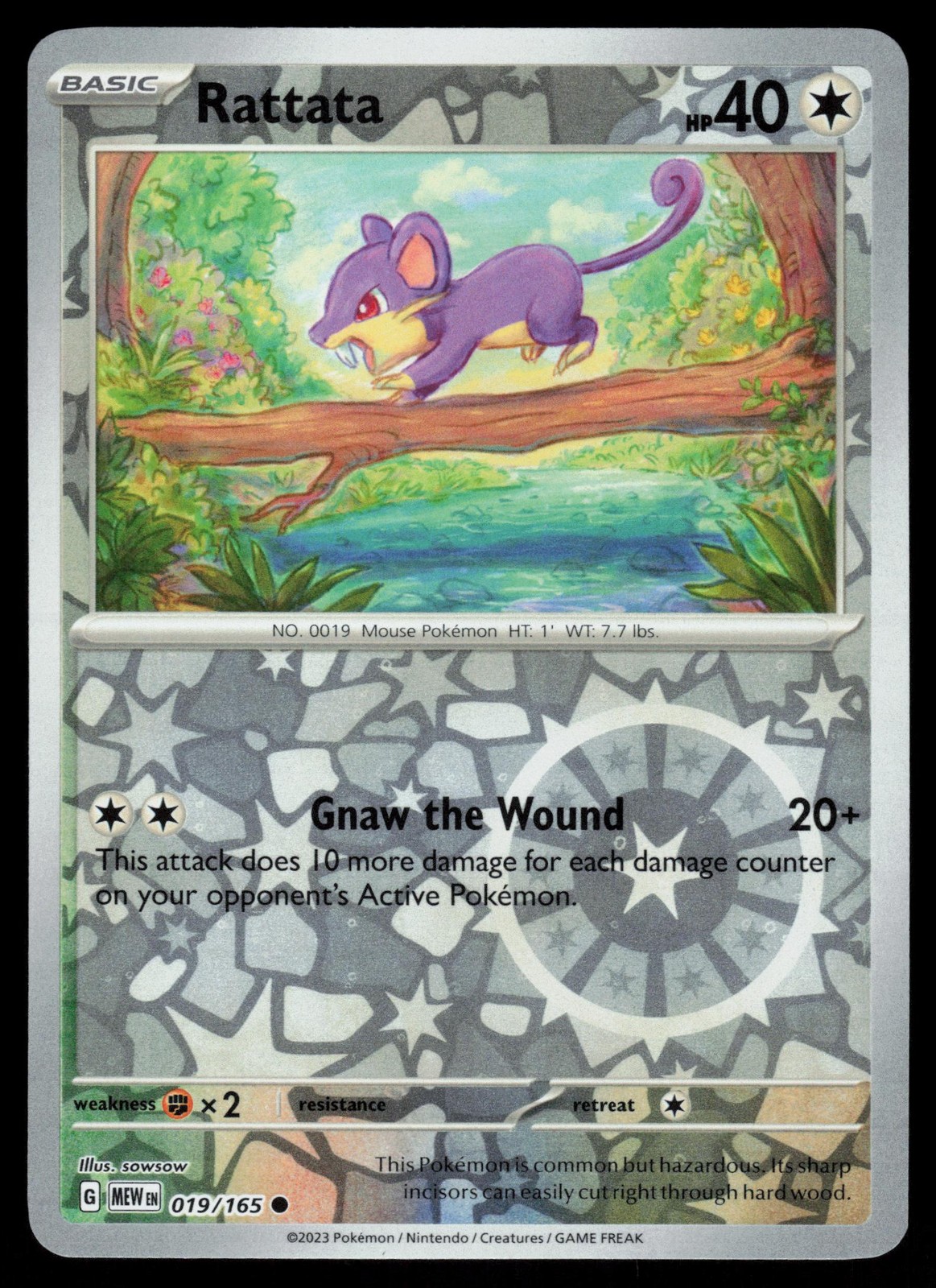 Rattata 019/165 Reverse Holo Pokemon Scarlet & Violet 151 NM