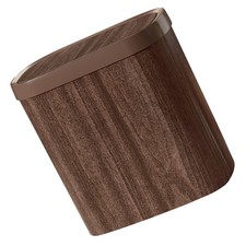 Office Room Trash Cans: 12L Wood Grain Trash Can with Press Cover - Bathroom