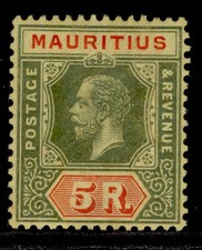 MAURITIUS GV SG203a, 5r green & red/pale yellow, M MINT. Cat £140. DIE I