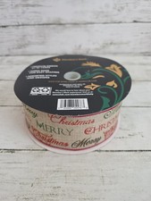 Member's Mark 2.5" Wired Christmas Ribbon 50 Yds Burlap Holiday Script Natural N