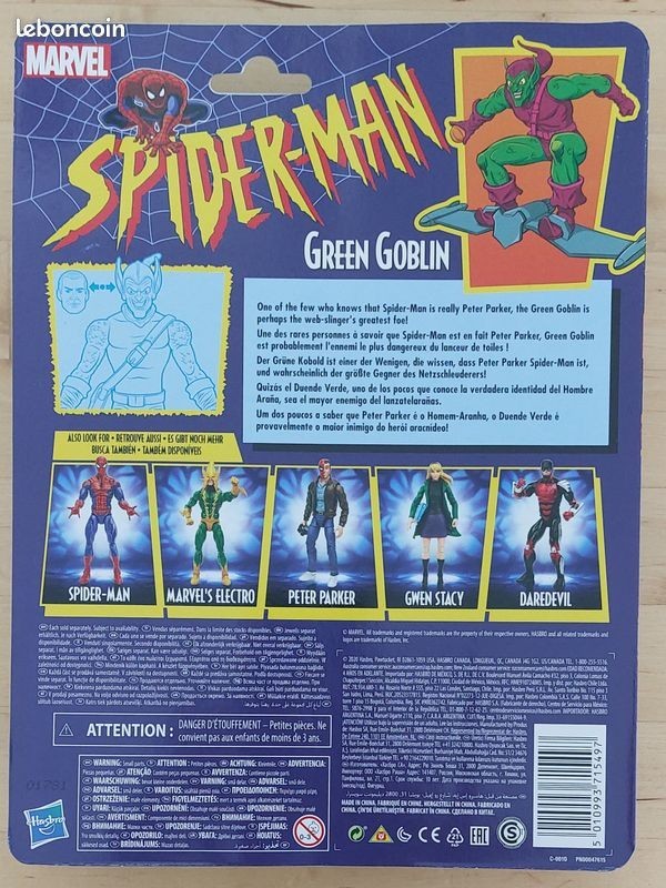 Figurine Goblin Marvel Legends Hasbro avec articulations premium et planeur pour Spider-Man