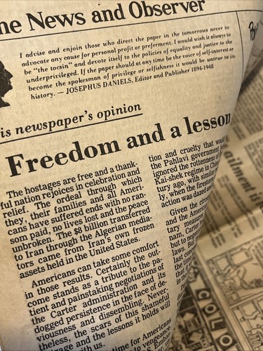 Newspaper Iran Hostages Released Reagan Inauguration Raleigh NC January 21 1981 - Picture 8 of 24