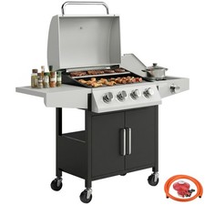 Outsunny 4+1 Burner Gas BBQ Grill with Side Burner, 50000 BTU Gas Grill