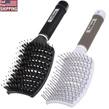 Natural Boar Bristle Hair Brush Set Vented Faster Drying Scalp Massage New