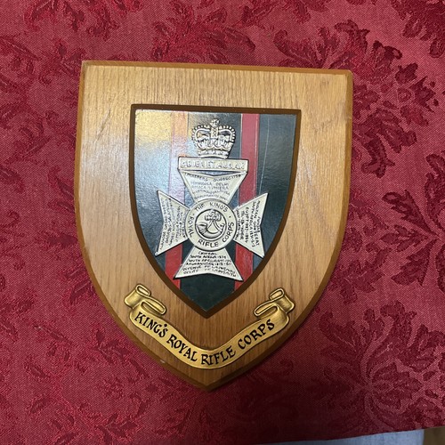 WOODEN MILITARY SHIELD KING’S ROYAL RIFLE CORPS