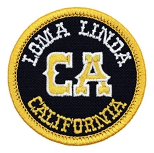 Loma Linda California Embroidered Patch Black/Yellow Iron-On Sew-On Hat Backpack