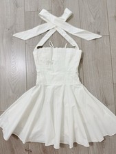 HOUSE OF CB 'Cosette' White Broderie  Halter Neck Mini Dress Size S NWOT