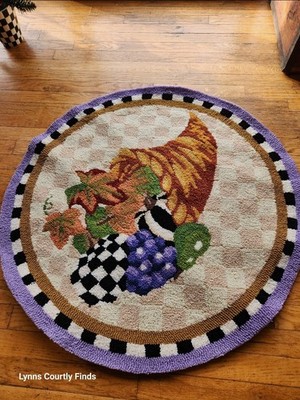 Mackenzie Childs Cornucopia Rug With Courtly Check & Courtly Stripe Brand New