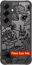 For Samsung Galaxy S25 Case with Cute Flower Aesthetic Black Line Art Hard PC Sh