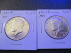 Lot of 2 - 1964 P -Silver Half Dollars 50C - 90% Silver