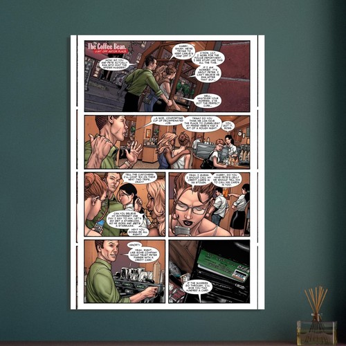 Coffee Shop Comic Style Art Poster Print Scene - Picture 4 of 11