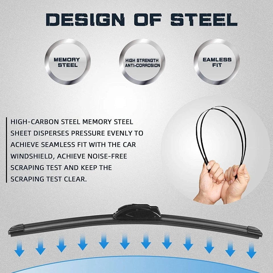 3-Pc Premium All Weather Front Wipers Replacement Set Fit w/ 2020-2025 Kia Soul - Изображение 3 из 4
