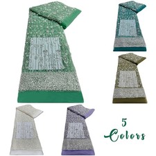 Floral Stripes Sequin Embroidery Tulle Mesh Beaded Wedding Party Sewing Fabric.