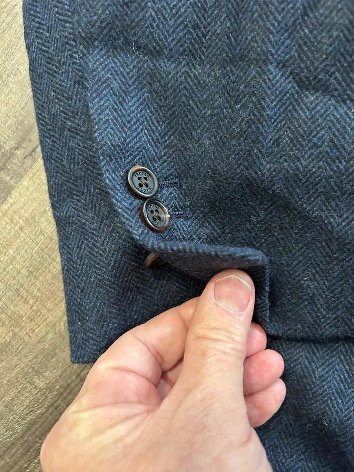 Chaqueta blazer manga cirujano cachemir espiga azul usado en excelente estado 58R Foto 3 de 4