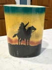 YAKIMA NATION CERAMIC ARTS LT vase hand painted warrior prayer to creator design